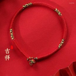 Charm Bracelets High Quality Bracelet Dragon Year Wristband Men Women Red Braided Couple Jewellery Lucky Hand-woven Hand Rope