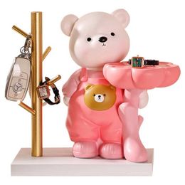 Decorative Objects Figurines Home Decoration Petal Tray Bear Statue Ornament Key Organiser Tray Living Room Decoration Resin Decoration Sculpture Craft Gifts T24
