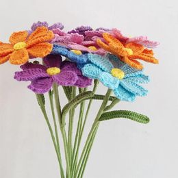 Decorative Flowers 1pc Handwoven Simulated Gesang Flower Happiness Meaning Diy Finished Zang Plateau Artificial Ornament Crafts Decor