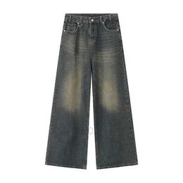 Men's Jeans Mens Jeans Syuhgfa Vintage Baggy Denim Trousers 2023 Streetwear Wide Leg Loose Pants Fashion Distressed Straightkpes
