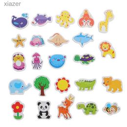 Fridge Magnets 24 Animal Frozen Magnets Fish and Crab Wood Frozen Magnets 3D Cartoon Sticker Toys Childrens DIY Office Whiteboard Tools WX