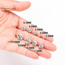 custom high quality fine jewelry diamond stud earrings women men 925 silver screw back moissanite earring for girls