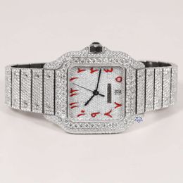 Fashion frill exclusive stainls steel natural round cut diamond square dial wrist watch with flawls vvs clarity diamonds