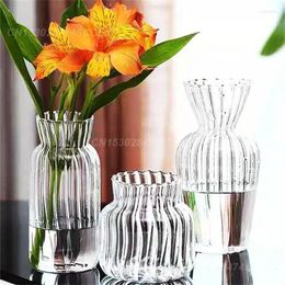 Vases Striped Decorative Minimalist Home Decoration Table Centerpiece Hand Blown Transparent Vase High Quality Smooth