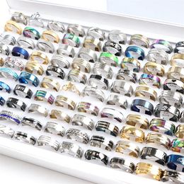 1020 PcsLot Fashion Multi Style Stainless Steel Jewellery Rings Zircon Crystal Spinner 5 Colours Punk Spikes For Womens Mens Gift 240507