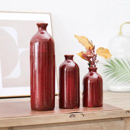 Vases European And American Vintage Wine Red High-End Kiln-Changing Home Vase: Living Room Dining Bedroom Decor - Ideal For