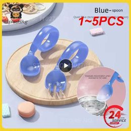 Cups Dishes Utensils 1-5 babies learn to eat training spoons that can bend and cause thermal decomposition forks. Baby food supplement toolsL2405