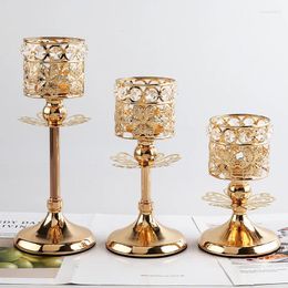 Candle Holders 1Pcs Flowers Style Crystal Holder Home Decor Gold Candelabra Modern Wedding Table Decoration
