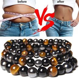 Strand Natural Black Obsidian Hematite Tiger Eye Beads Bracelets Men For Magnetic Health Protection Women Lose Weight Jewellery Gifts