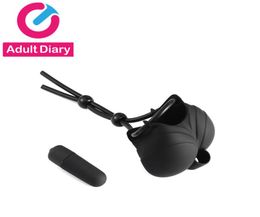 Adult Diary Penis Bondage Restraints Scrotum Vibrator Sex Toys for Men Vibrating Cockring Penis Sleeve Male Masturbator Products D3182208