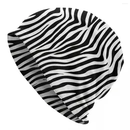 Berets Black And White Zebra Stripes Caps Animal Skin Print Unisex Outdoor Skullies Beanies Hats Spring Warm Dual-use Bonnet Knit Hat