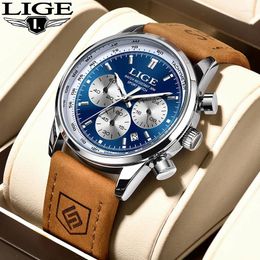 Wristwatches LIGE Top Man Watches Fashion Stopwatch Casual Sports Waterproof Quartz For Men Business Clocks Reloj Hombre