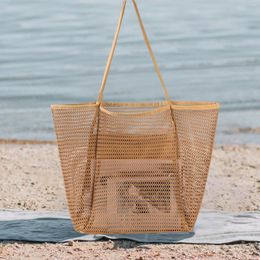 Storage Bags Traveling Bathroom Wash Stylish Beach Bag Mesh Shoulder Tote For Men And Women Swimming Large Capacity Clothing