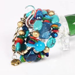 Charm Bracelets Kymyad Bhomeia Multilayer Jewellery Women Handmade Green Stone Shell Crystal Mixed Bracelet For