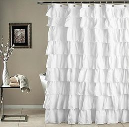 LumiParty Plain Colour Waterproof Corrugated Edge Shower Curtain Ruffled Bathroom Curtain Decoration25 C181122012536733