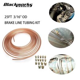 Ornaments 25FT 7.62m Car Roll Tube Coil of 3/16" OD Copper Nickel Brake Pipe Tube Tubing & 16PCS Nuts Galvanized Copper Hose Line Piping