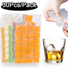 Tools 30/10PCS Disposable Heart Round Shaped Ice Cube Bag Ice Ball Maker Transparent Faster Freezing IceMaking Mould Bag Kitchen Tools