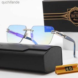 Retro Original Ditar Designer Sunglass Square Glasses Half Frame Cut Edge Sunglasses Fashionable Glasses for Men Women Gradient Colour Sunscreen with Brand Logo