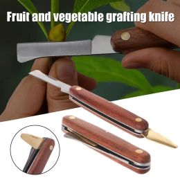 Film Grafting Tools Foldable Grafting Pruning Knife Professional Garden Grafting Cutter Stainless Steel Wooden Handle Knife Tool