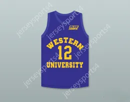 CUSTOM NAY Mens Youth/Kids ACTION BRONSON 12 WESTERN UNIVERSITY BLUE BASKETBALL JERSEY WITH BLUE CHIPS PATCH TOP Stitched S-6XL