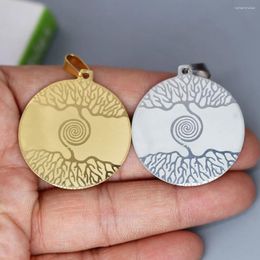 Pendant Necklaces 2Pcs/lot World Peace Tree Of Life Charm For Necklace Bracelets Jewelry Crafts Making Findings Handmade Stainless Steel