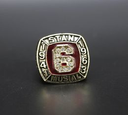 Hall Of Fame Baseball 1943 1963 6 Stan Musial Team s ship Ring with Wooden Display Box Souvenir Men Fan Gift 20209207078