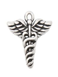 Whole Antique Silver Plated DIY Medical Sign Alloy Charms Medical Symbol Double Side Pendant Charms1821mm AAC19004036266