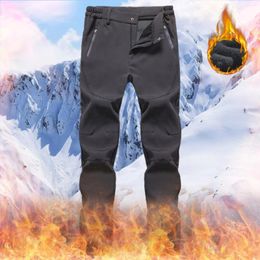Men's Pants Soild Pant Hiking Trouser Windproof Work Trousers Fleece Warm Lined Pockets Outdoor Fitness Softshell