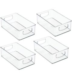 AFBC 4 Pack Pantry Refrigerator Organizer Bins for Kitchen and Cabinet StorageStackable Bins with Handles4515698