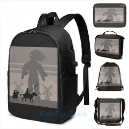 Backpack Funny Graphic Print Tilting! USB Charge Men School Bags Women Bag Travel Laptop