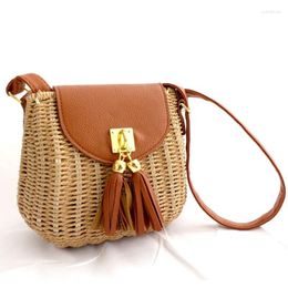 Bag 2024 Straw Pu Patchwork Tassel Shell For Women Fashion Vintage Female Messenger Bags Hasp Handbag