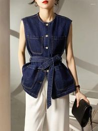 Women's Vests Denim Jacket Spring Autumn Versatile Slim Sleeveless Large Pocket Vest For Women