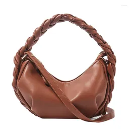 Bag Woven Design Ladies Half-Moon Texture Female Soft Leather Handbag Senior Woman Shoulder Niche Crossbody And Purses