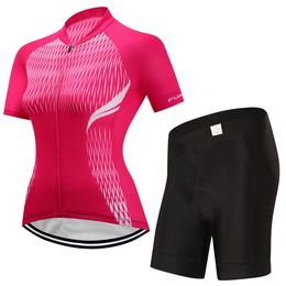 VENDULL Womens Bib Cycling Set Summer Short Sleeve Suit AntiUV Bicycle Clothing QuickDry Jersey Mountain Female Bike Clothes 240506