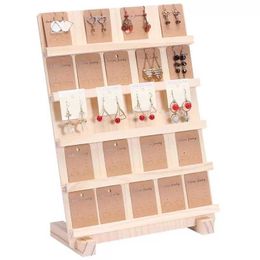 Jewelry Stand Natural wooden jewelry display rack earring organizer storage base shelf activity store decoration Q240506