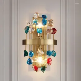 Wall Lamps Brushed Dining Room Living Light Golden Colorful Crystal Modern Lighting For Bedroom Lustre Decor