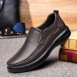 Casual Shoes 2024 Genuine Leather Men Loafers Soft Cow Male Footwear Black Brown Slip-on