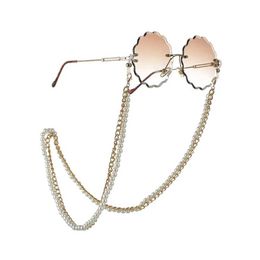 Eyeglasses chains Eyeglass Chain Two Layers Plastic Pearl Beaded Metal Plated Eyewear Holder Sile Loops Women Necklace Gift