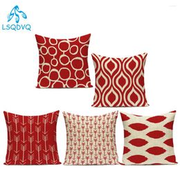 Pillow Decorative Throw Pillows Case Red Polyester Geometric Stripe Circle Sofa Cover For Living Room Decoration Almofadas