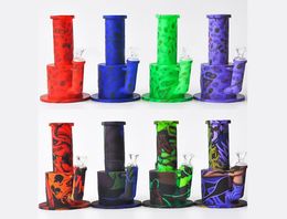 Colourful Printing Silicon Smoking Bong with Quatz Bowl Cartoon Design Smoking Pipe Personality Dabber Accessories DHL 6013757