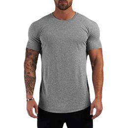 irts Summer cotton sports T-shirt mens ultra-thin fitness and fitness T-shirt casual running bodybuilder jogging and exercise suit J240506