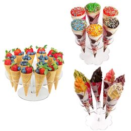 Tools 6/8/16 Holes Acrylic Ice Cream Cone Holder Cupcake Popcorn Rack Party Wedding Buffet Display Stand Transparent Ice Cream Shelf