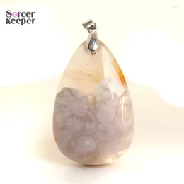 Pendant Necklaces Fashion DIY Charm Women Man Natural Cherry Blossoms Agate Stone Slide Healing Crystal For Jewellery Making BK246