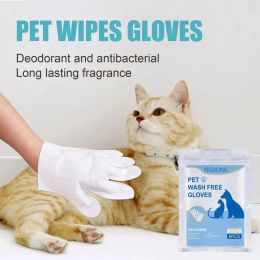 Gloves 6pcs Pet Disposable Cleaning Gloves Wash Free Cats Dogs SPA Bath Supplies Massage Non Woven Fabric No Rinse Soft Eye Wipes