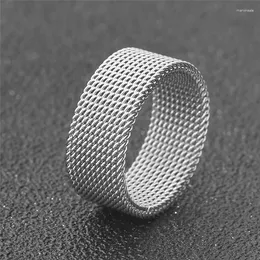 Cluster Rings LETAPI Woven Mesh Ring 316L Stainless Steel For Men Women Trendy Unisex Couple Jewelry Flat Chain Band Gift