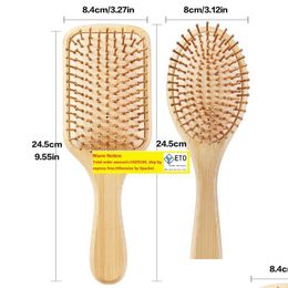 Hair Brushes New Wooden Bamboo Comb Healthy Paddle Brush Mas Hairbrush Scalp Care Combs Styler Styling Tools Ll Drop Delivery Products Dh0Na