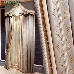 Curtain Custom Embroidered Screen Purple Lace Splicing Thickened Velvet Curtains For Living Room Bedroom French Window Balcony Villa