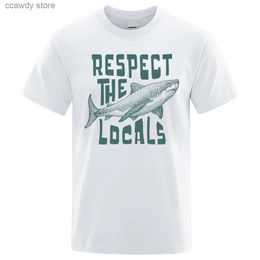 Men's T-Shirts Respect The Locals Personality Print Men Cotton Oversized Short Seve Shirt Loose T-Shirt Breathab Casual Tops H240507