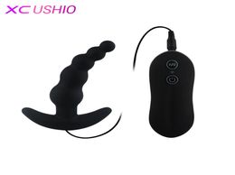 Vibrating Anal Plug Beads Prostate Massager Clitoris Stimulator Anal Dildo Vibrator Butt Plug Anal Sex Toys for Woman Men 07019728853