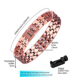 Vintage Pure Copper Bracelet For Men Arthritis Pain Relief Bio-Energy Blood Pressure Bracelet Health Bangle Jewelry 240507